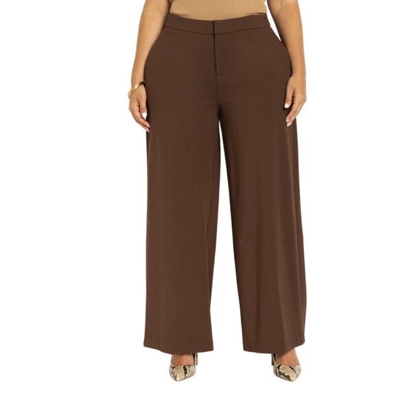Eloquii Pants - ELOQUII Pants SZ 20 NWT Ultimate Stretch Wide Leg Chocolate Brown Plus Curvy